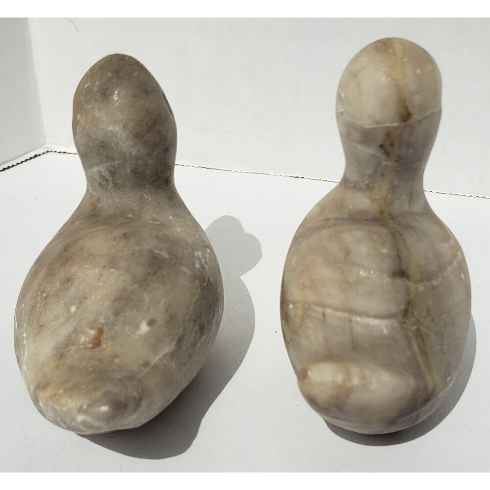Hand Carved Quartz Granite Ducks Lot Of 2 (2.75 in X 3.25 in) No Chips! - Picture 4 of 8